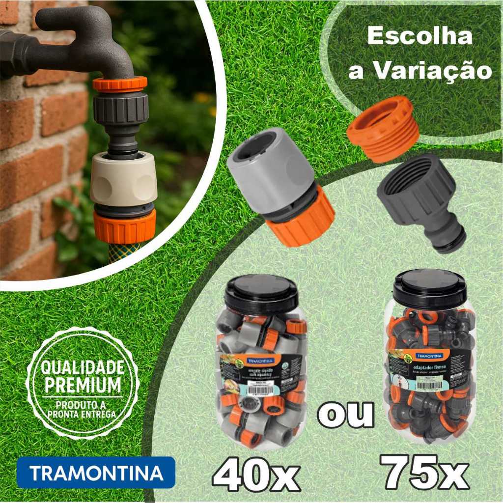 Engate Rápido 1/2 40un Ou Bico de Torneira Adaptador Fêmea 3/4 75un Tramontina Para Mangueira Pote