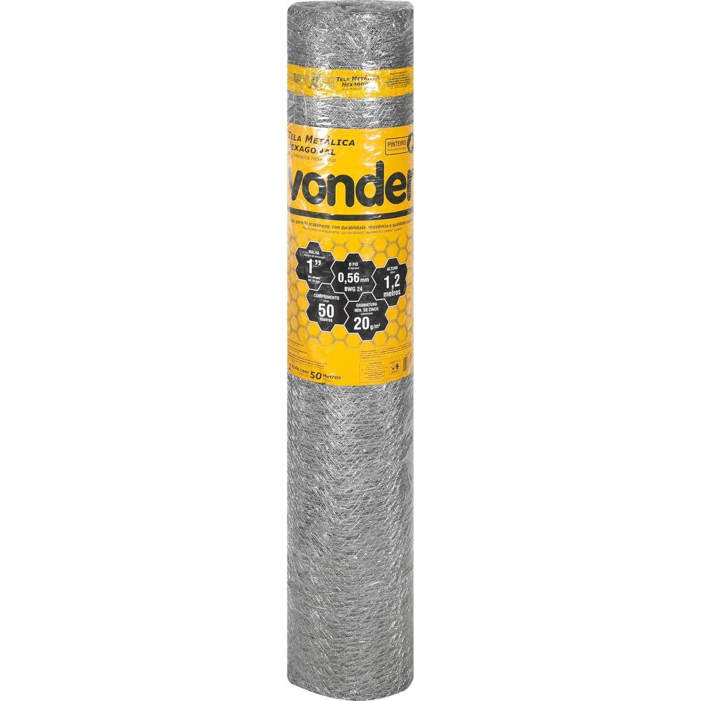 Tela Metálica Pinteiro Hex Malha 1 BWG24 1,2m 50m Vonder