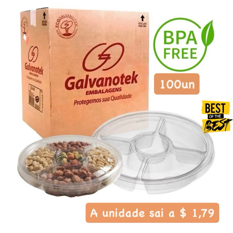 Caixa Fechada Petisqueira com 4 divisórias G540 - Galvanotek (100 un.) off