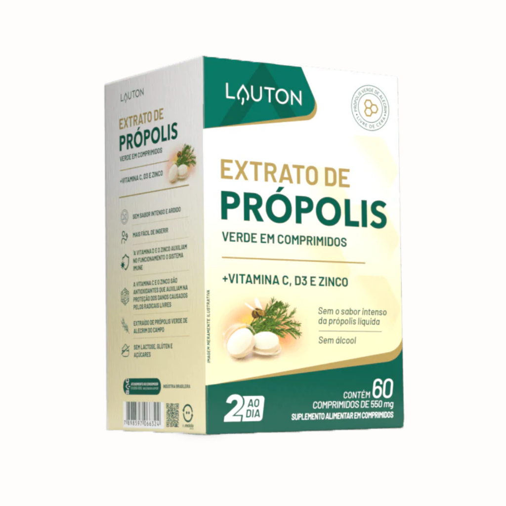 Extrato de Própolis Verde em Comprimido + Vitamina C, D3 e Zinco Lauton