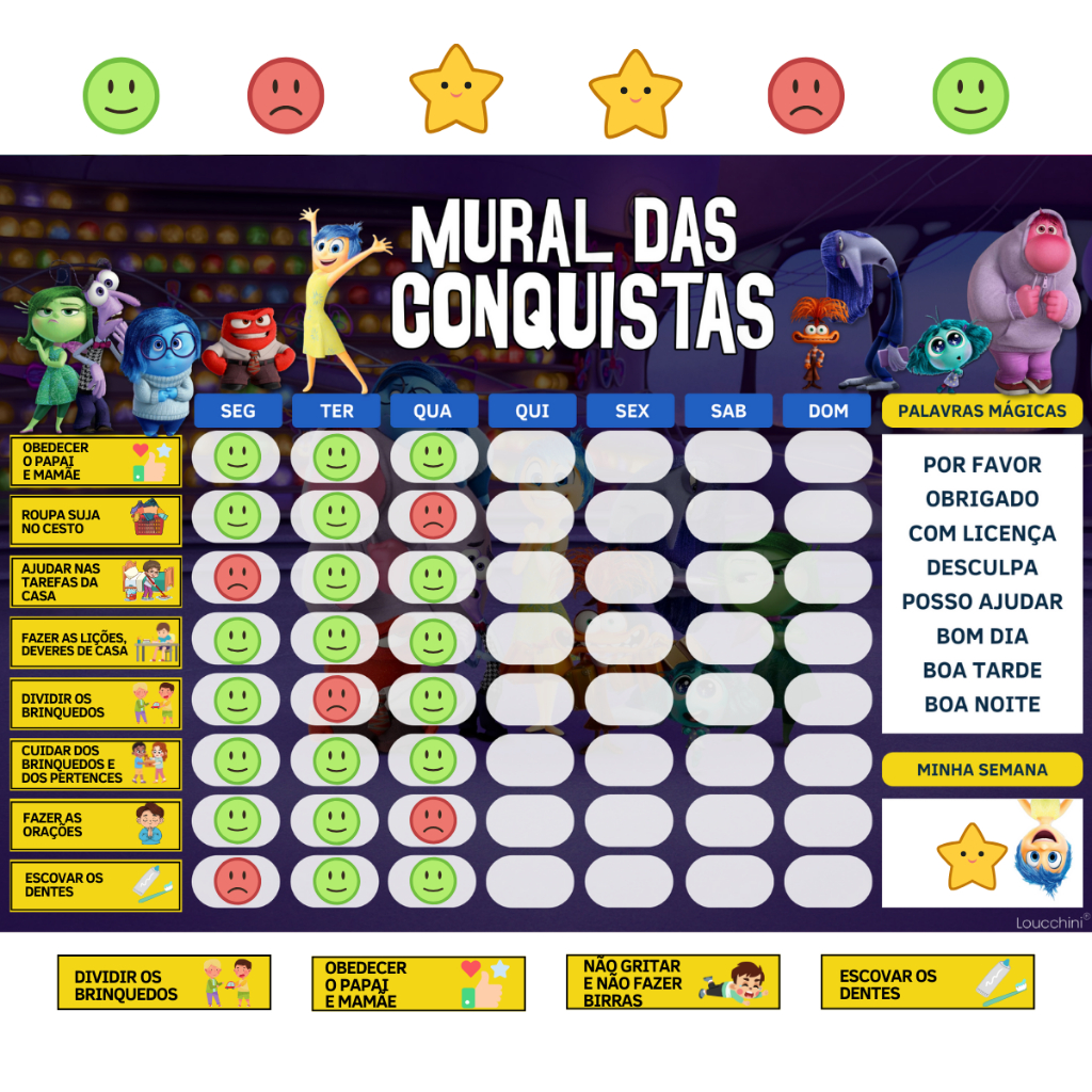 Mural das Emoções e Tarefas – Divertidamente (22x30cm)