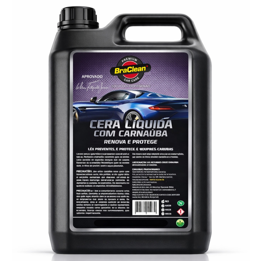 Melhor Cera Líquida 5 Litros Uso Profissional Brilho Uniforme Alto Rendimento BraClean