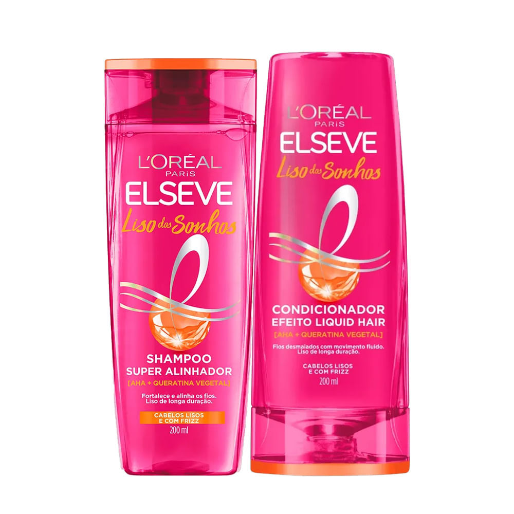 Kit Elseve Shampoo + Condicionador Liso Dos Sonhos Liquid Hair 200ml