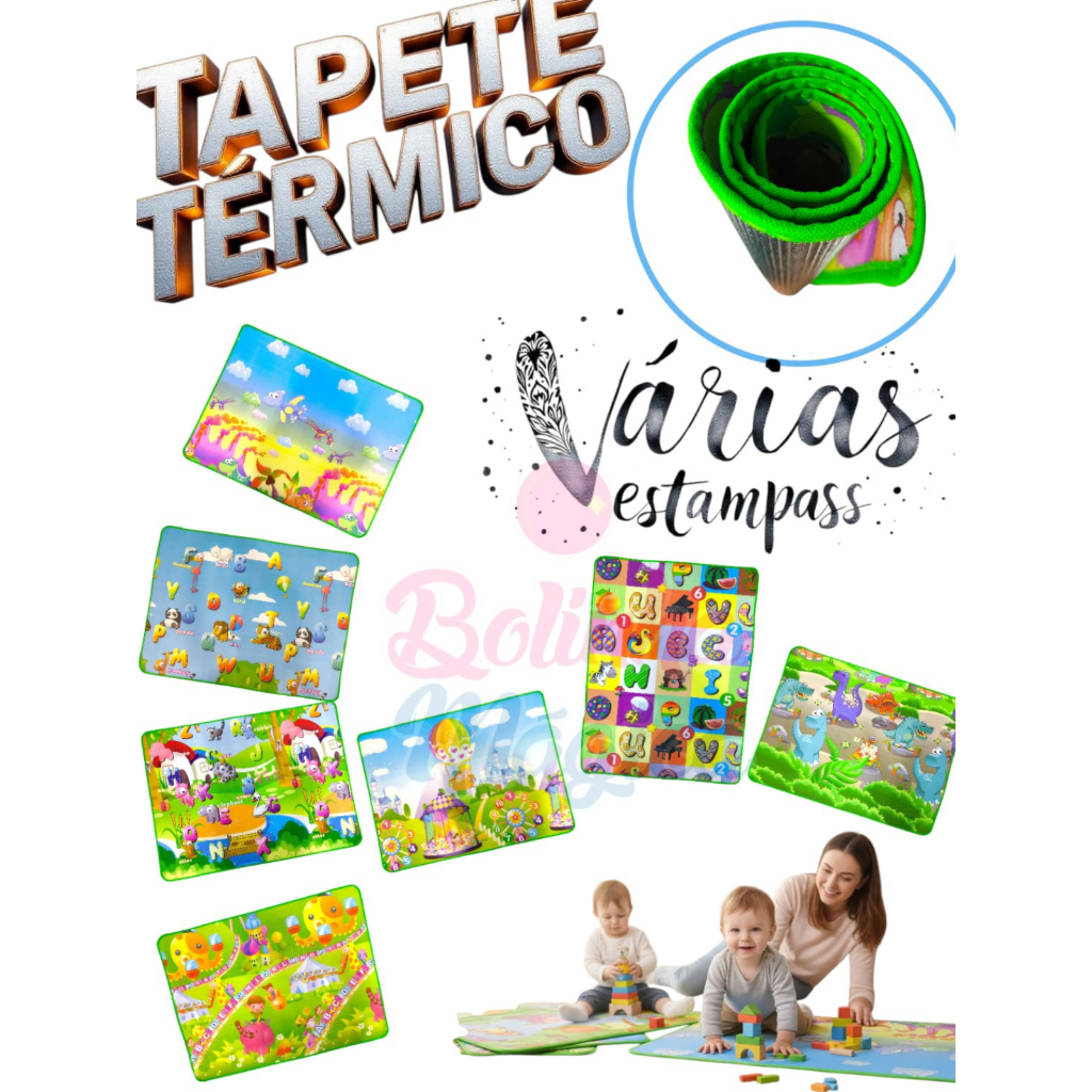 Tapete Termico Infantil Bebe Estampas Atividades Educativo Tapetinho Para Criança Unissex Lavável