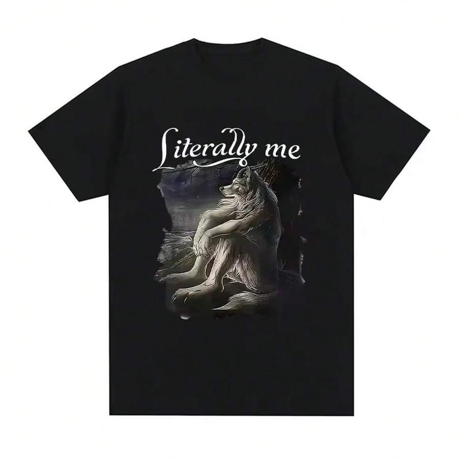 Bonito Camiseta Alpha Wolf Meme Comedy, Literalmente Significa Eu, Unissex, 100% Algodão, Top De Alta Qualidade