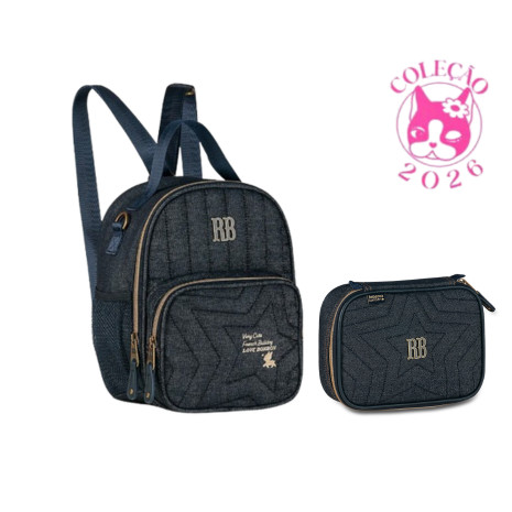 Kit Lancheira 2 em 1 e Estojo Rebecca Bonbon Jeans - Clio Style