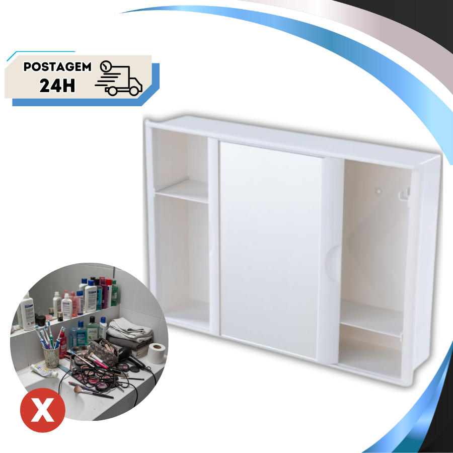Armário Plástico Versátil Multiuso com Porta de Correr Branco Astra
