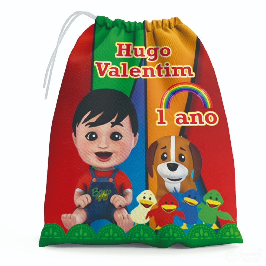 30 Sacolinhas Surpresa Personalizada Tecido Bento e Totó (15x20)