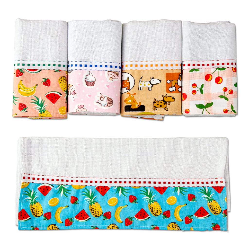 Kit 20 Panos De Prato Barrado Estampas Sortidas Atacado Premium