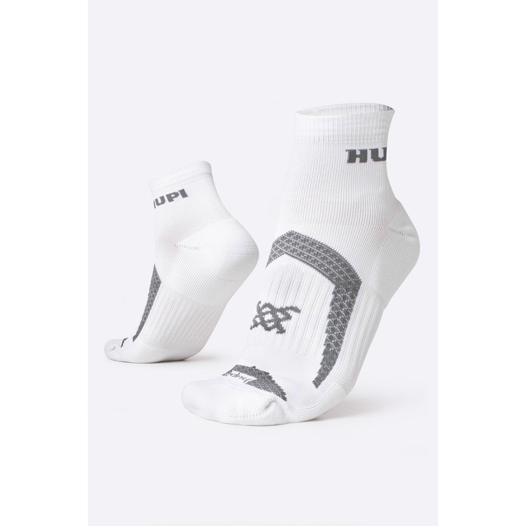 Meia HUPI Running Pro Prime Branco e Cinza - LT para pés menores 34-38