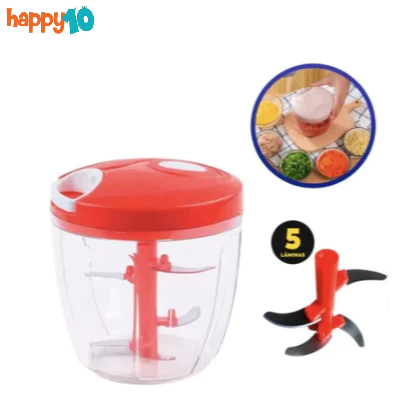 Processador Triturador De Alimentos Manual 900ml 5 Lâminas Inox
