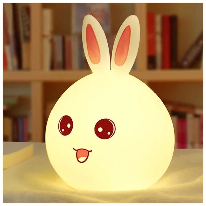 Luminaria Abajur Coelho Ledcolorido Silicone Touch Recarregavel ZH-03