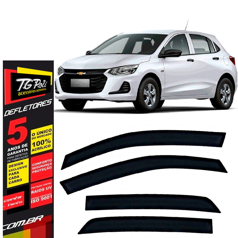 Calha de Chuva Chevrolet Onix Hatch 2020 a 2026 TG Poli Defletor 4 portas Protetor Janelas Fumê