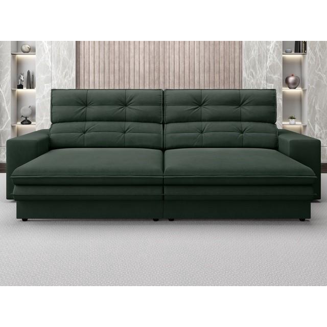 Sofá Pegasus 2,00m Assento Retrátil e Reclinável Velosuede Verde - NETSOFAS