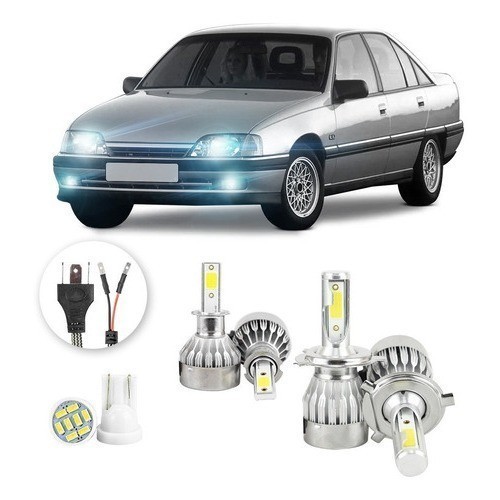 Lâmpadas Ultra Led Chevrolet Omega 20000lm Alto Baixo e Milha + Pingo Led