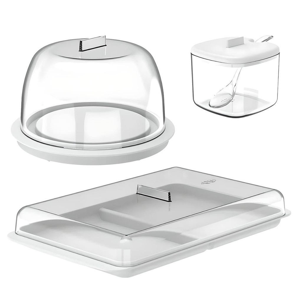 Kit Café da Manhã Porta Frios + Porta Queijo + Açucareiro 200ml KTE144 - Ou