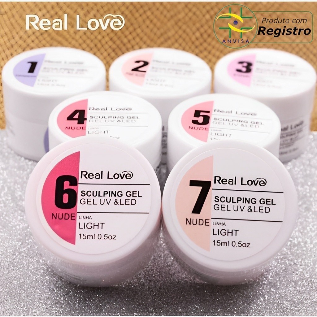 Kit 6 Sculping Gel Real Love 15 ML Linha Light - Cores Sortidas