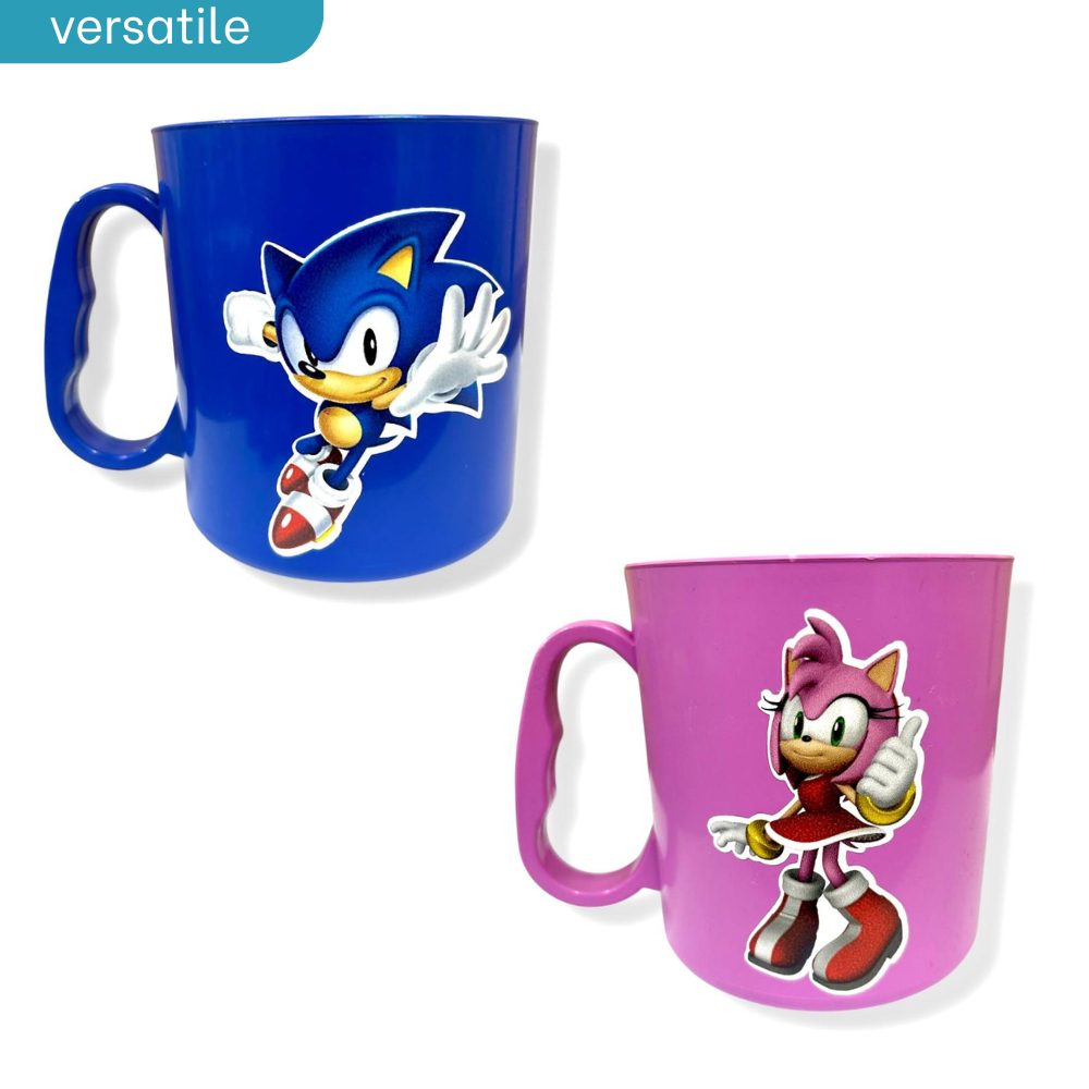 Kit 20 Canecas Sonic Adesivadas para festas lembrancinhas Azul e Rosa