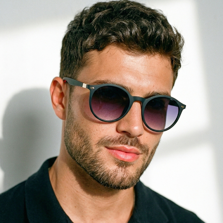 Óculos de Sol Redondo Preto Fosco Degradê Moderno Funk Moda Verão Praia uv400 Masculino Feminino