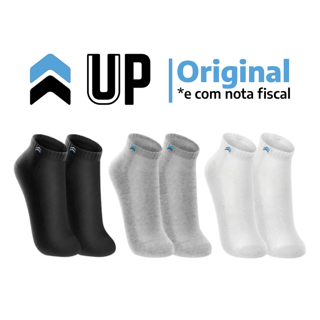 Kit com 3 Pares de Meias Cano Curto Up 3225 Original Algodão Unissex