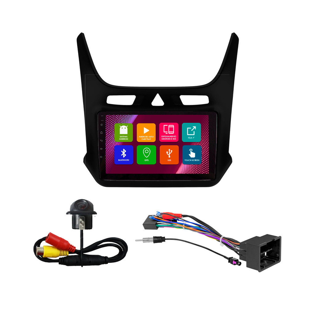 Kit Multimídia 9 Pol Cobalt 2012 2013 14 15 16 17 18 19 20 21 2022 2023 Android 2Gb Ram 32Gb Flash Quad-Core 2 Din Preto