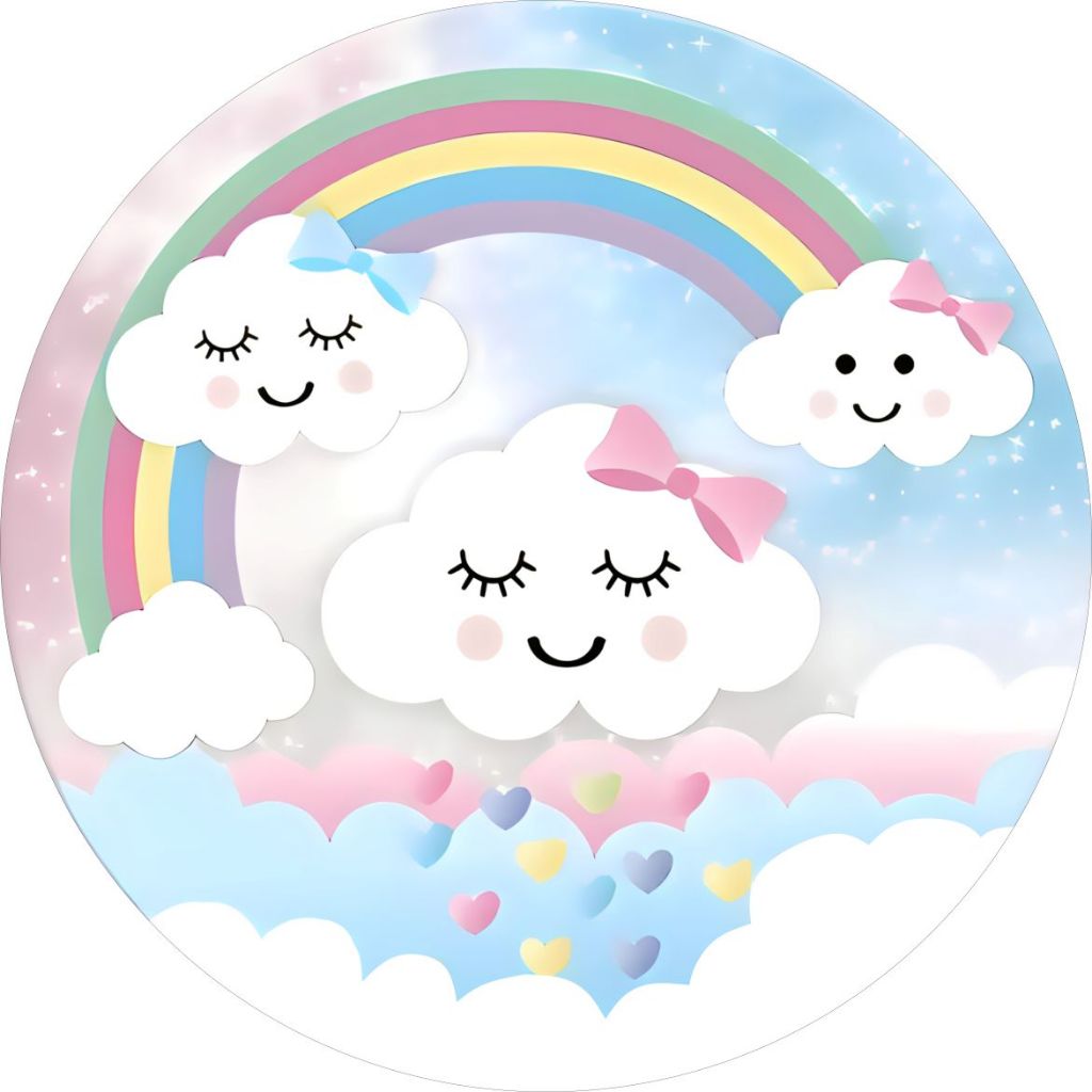 PAINEL REDONDO TECIDO SUBL decor CHUVA DE AMOR