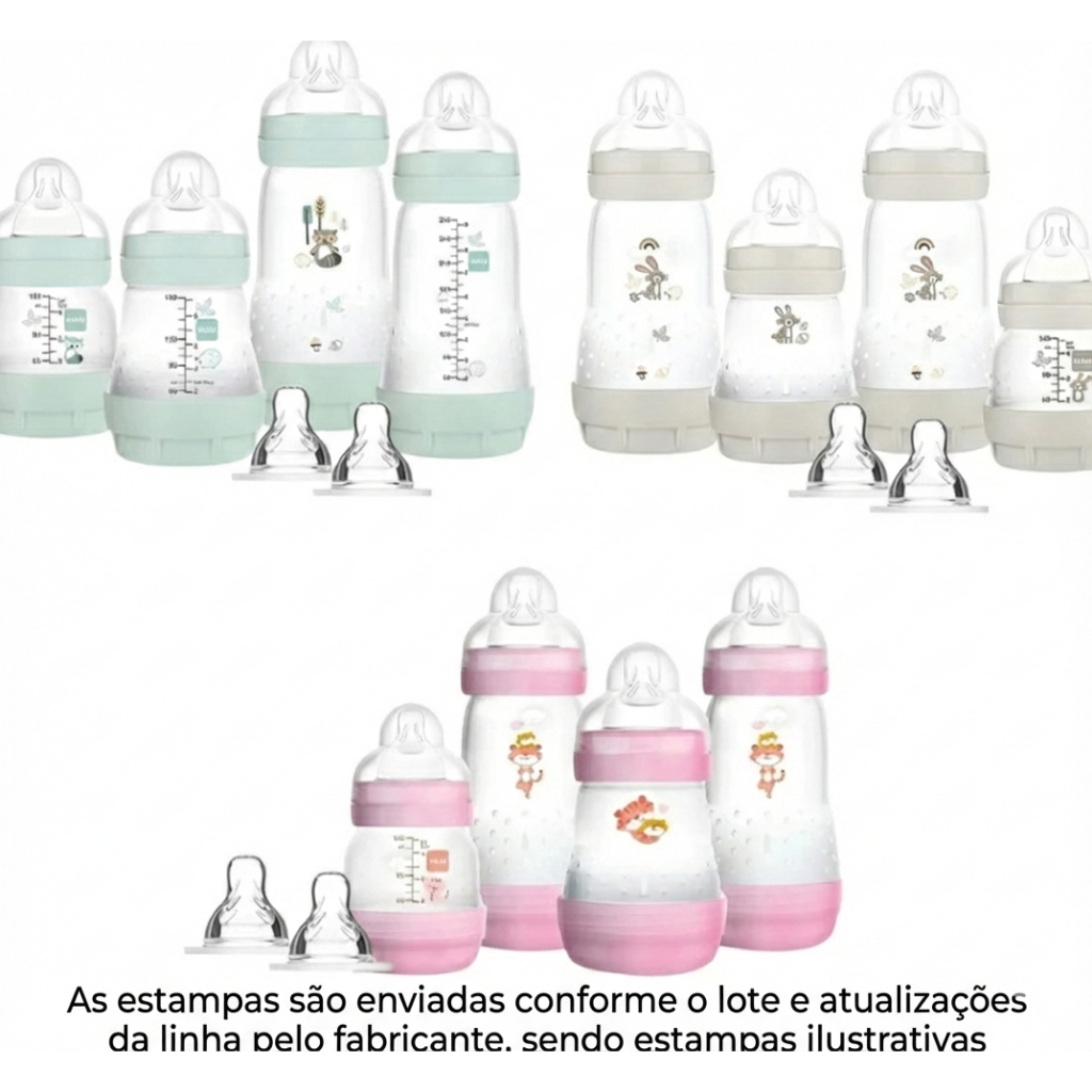 Kit 4 Mamadeiras + 2 Bicos Extras Easy Start - MAM