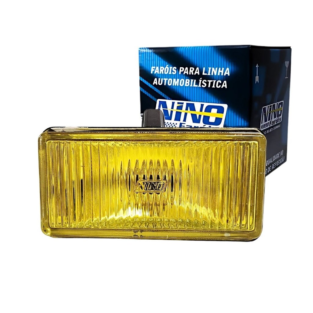 Farol Auxiliar Neblina Retangular Aplicação Universal 152x178mm Vidro Amarela Original Nino