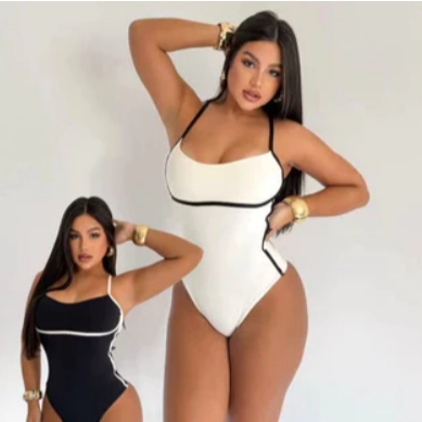 Kit Body Feminino Maiô Bicolor Bory Ely Alça Fina Cavado Com Bojo Sustentação de Alcinha Suplex Premium
