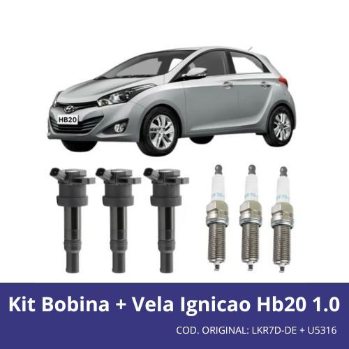 Kit Bobina + Vela Ignicao Hb20 1.0 2013 2014 2015