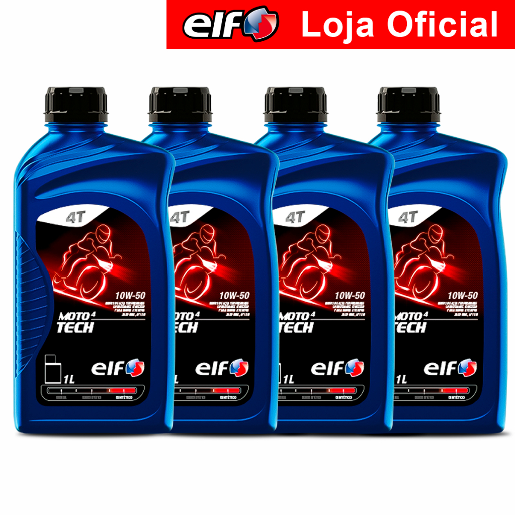 Kit 4x Óleo 100% Sintético 10W-50 Elf Moto 4 Tech