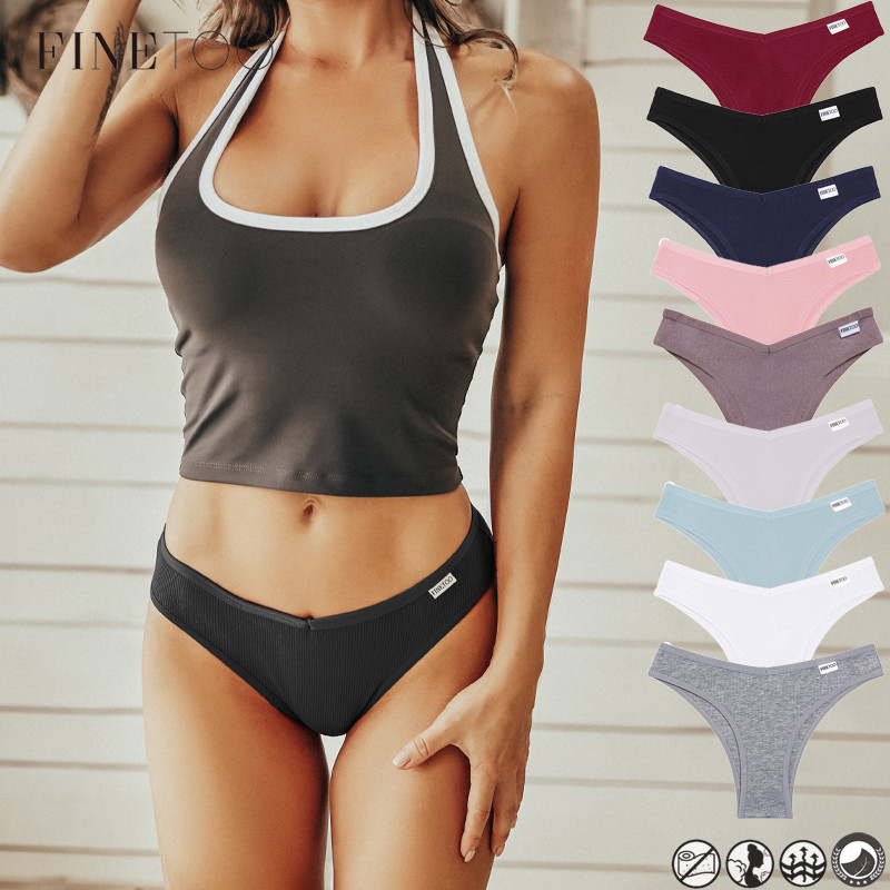 Finetooo Calcinha De Algodão Natural Para Mulheres Cor Sólida E Confortável M-XL