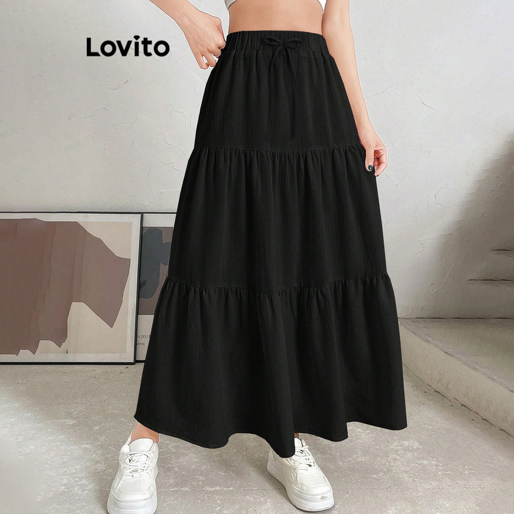 (Trendy) Lovito Saia casual de estrutura simples para mulheres L118ED149