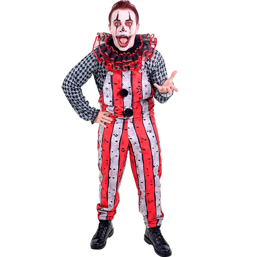 Fantasia Halloween Masculina Adulta Palhaço Assassino Circo do Terror Completa