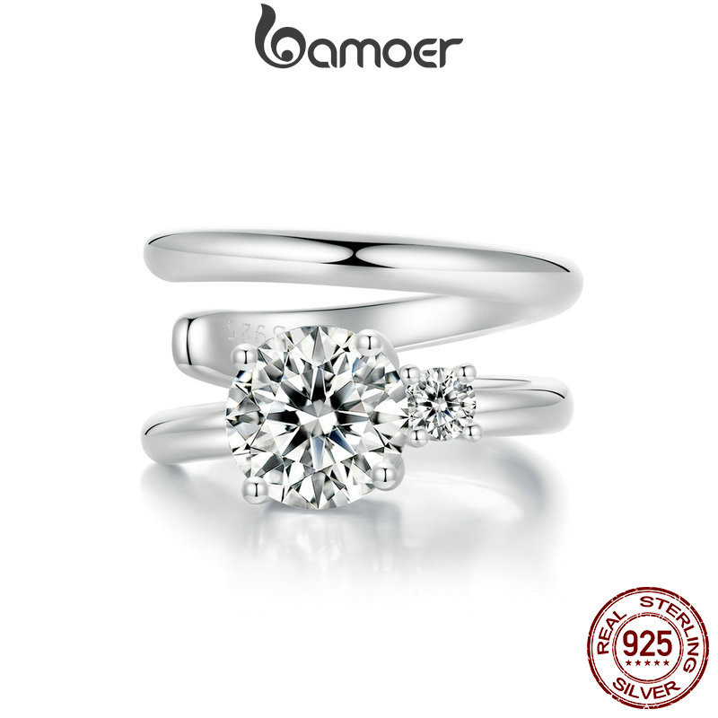 amoer Brinco Único Prata 925 Moissanite Clip Dupla Camada​