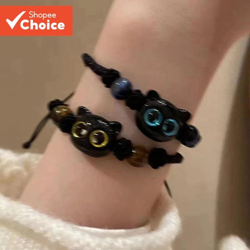 Pulseira Fofa De Tecido De Nicho Simples Com Gato Preto Estilo Europeu