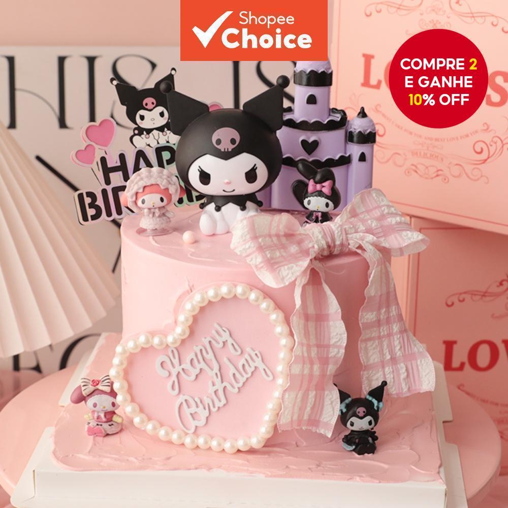 Toppers De Decoração De Bolo Kuromi De Desenho Animado , topper De Feliz Aniversário , Cozimento , design
