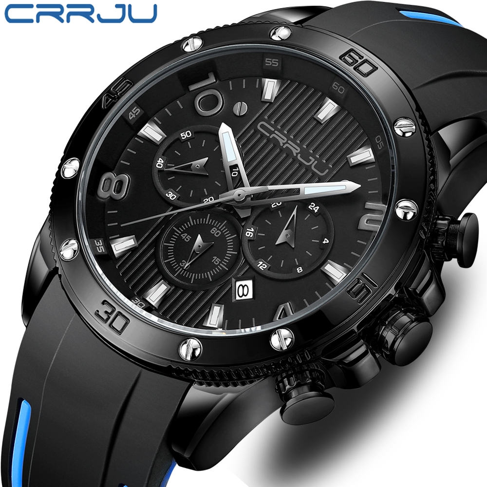 Relógio Masculino De Moda Masculina De Luxo CRRJU Top Waterproof Chronograph 2295X