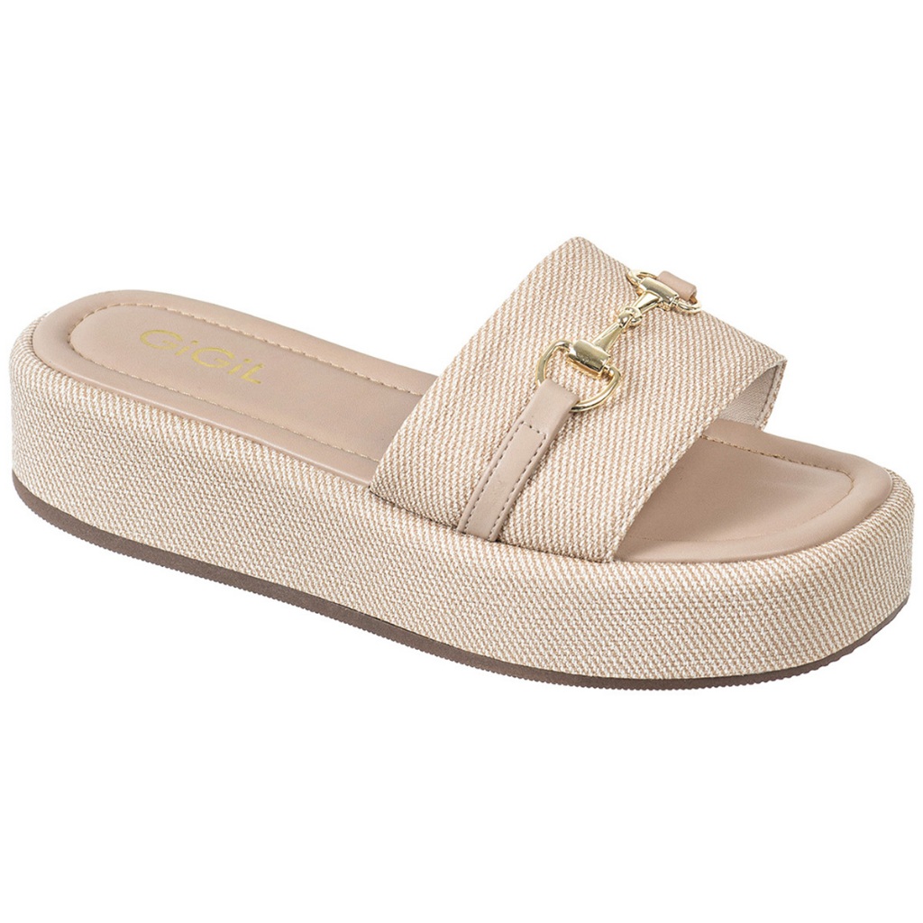 Sandália Feminina Tamanco Flatform Plataforma Enfeite Bridão Metalizado Confortável Estilosa GiGiL