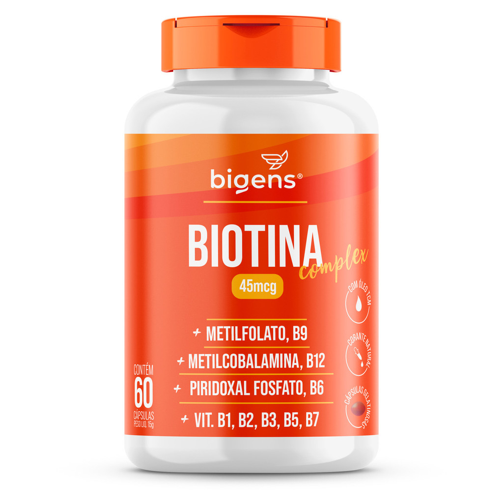 Biotina Complex Bigens 60 Cápsulas – Vitaminas para Cabelo, Pele e Unhas