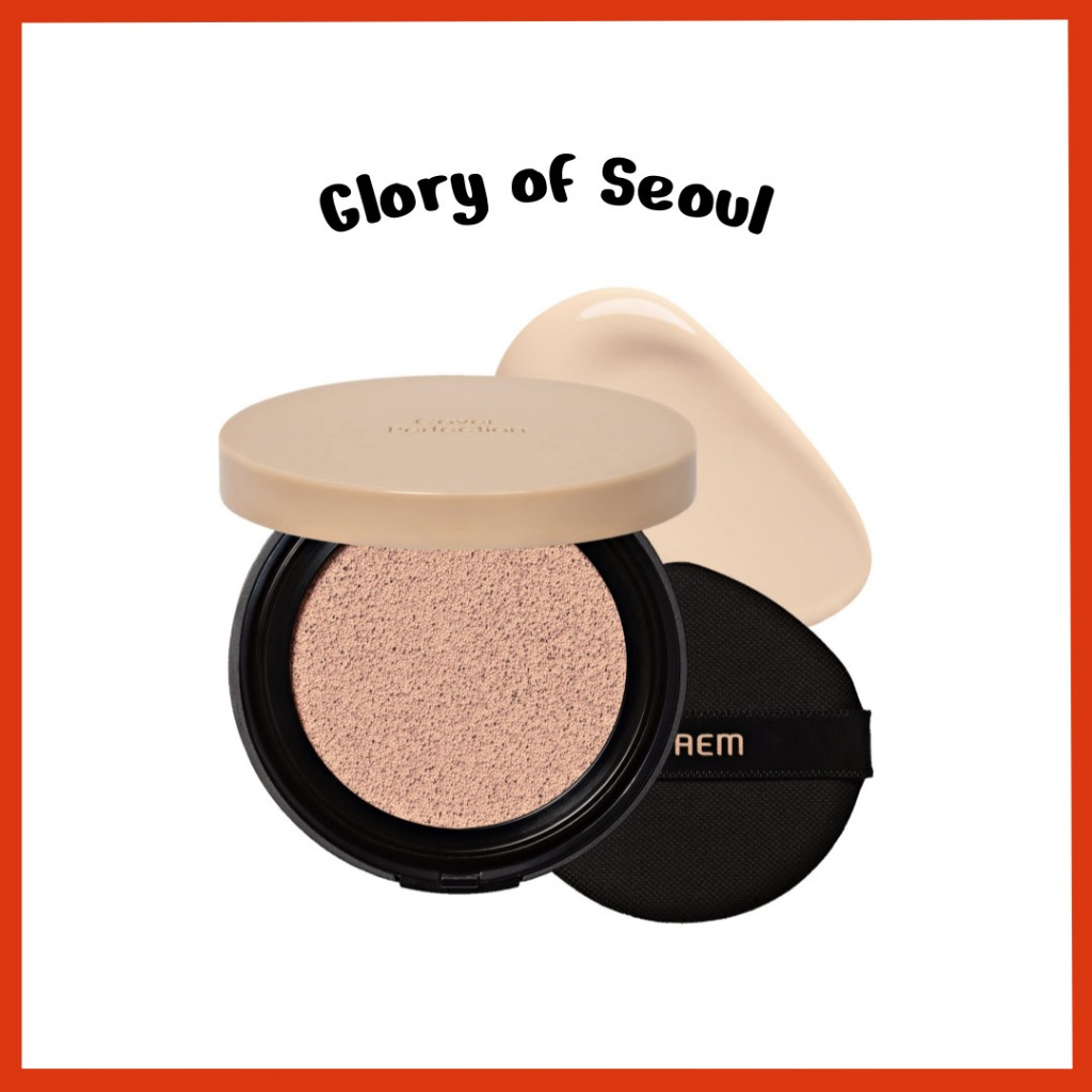 THE SAEM A almofada corretiva da perfeição, |SPF50+PA ++++ (3Colors) com 56 horas de acabamento natural, 12g