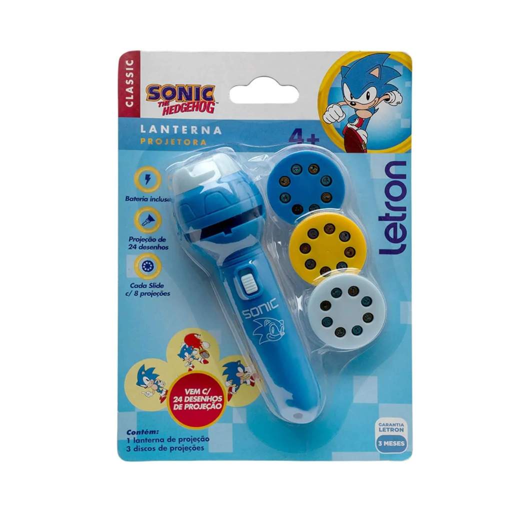 Brinquedo Infantil Lanterna Projetora Sonic + Slides Letron Leo&Leo Leonora - 10463