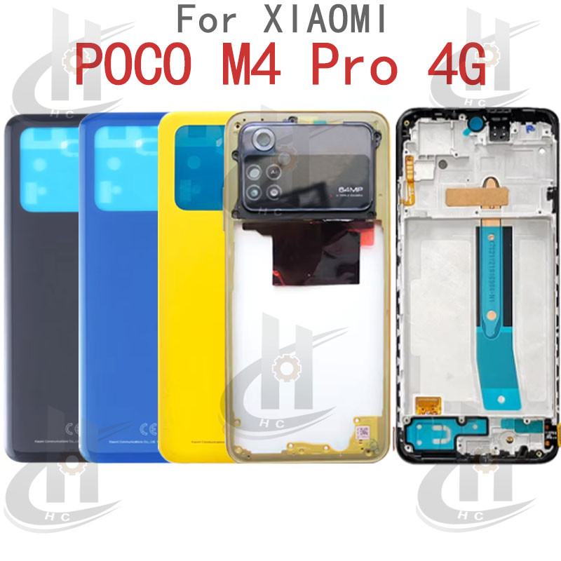 Para Xiaomi Poco M4 Pro 4G Bateria Capa Traseira Habitação Moldura Intermediária + Botão + Frontal LCD Da Lente Câmera