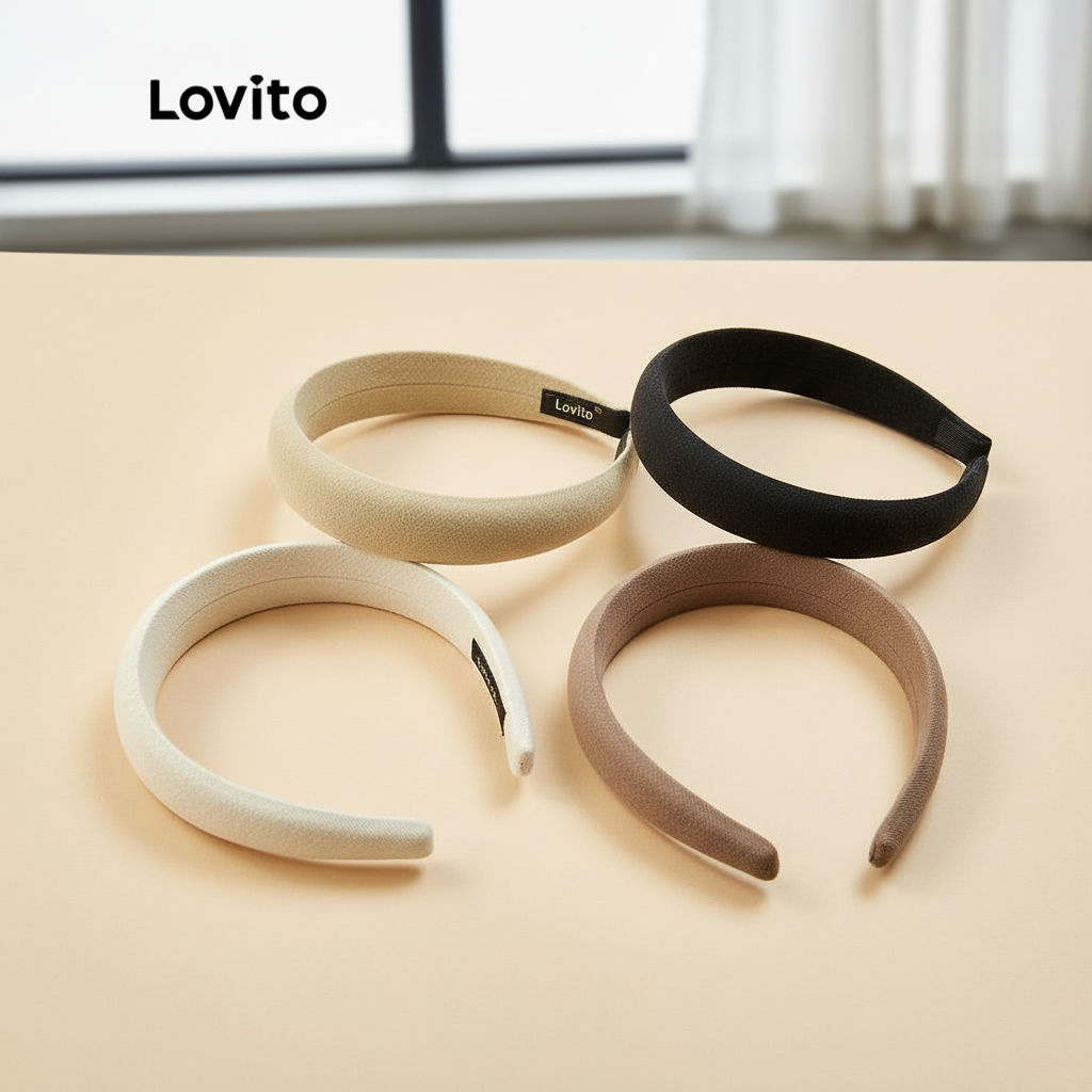 Lovito Faixas Largas para Cabelo Confortáveis e Casuais L17M374 (Caqui/Marrom Claro/Off Branco/Preto)