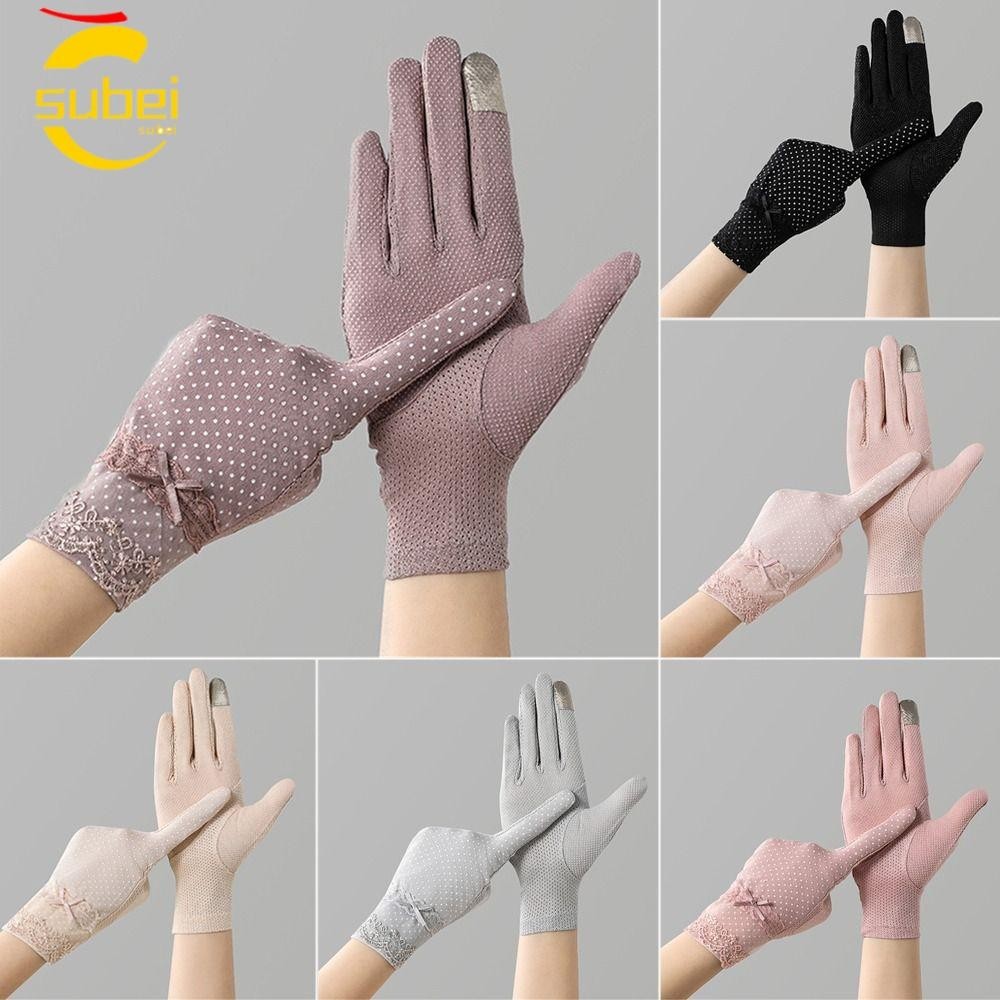 Luvas De Proteção Solar SUBEI , Resistentes Ao Deslizamento De Algodão , Elásticas Anti-UV De Cor Sólida