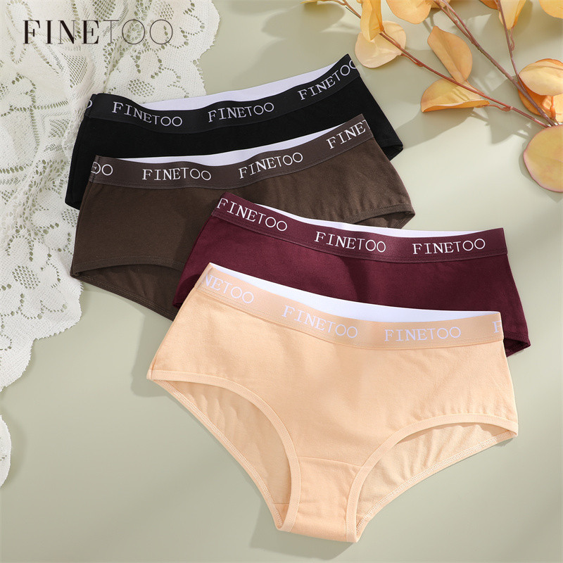 FINETOO Cintura Alta Algodão Calcinha Barriga Controle Elástico Cueca Conforto Lingerie