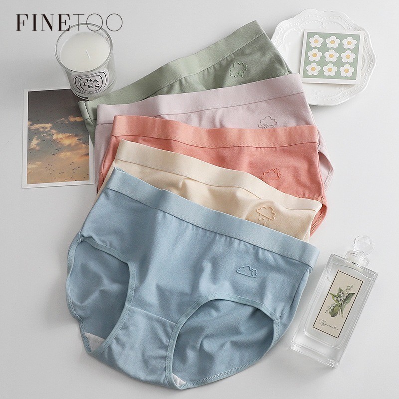 Finetooo Calcinha Pura De Algodão Para Mulheres Cintura Média Japonesa Minimalista Respirável