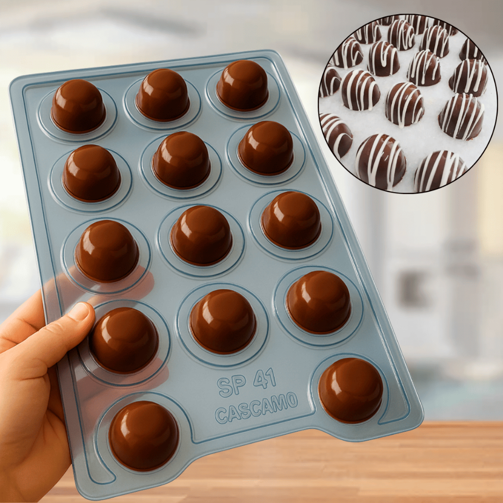 Forma Bombom Trufa Trufão Chocolate 20g 30g 40g 45g 60g 85g Semiprofissional Especial c/ Silicone (3 partes) BWB