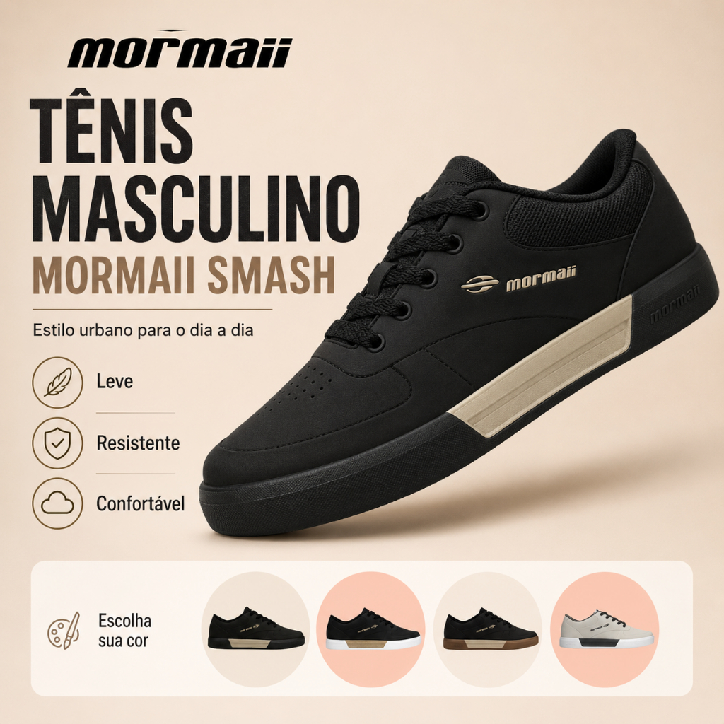 Tênis Masculino Mormaii Smash Estilo Urbano Leve Resistente Uso Diário