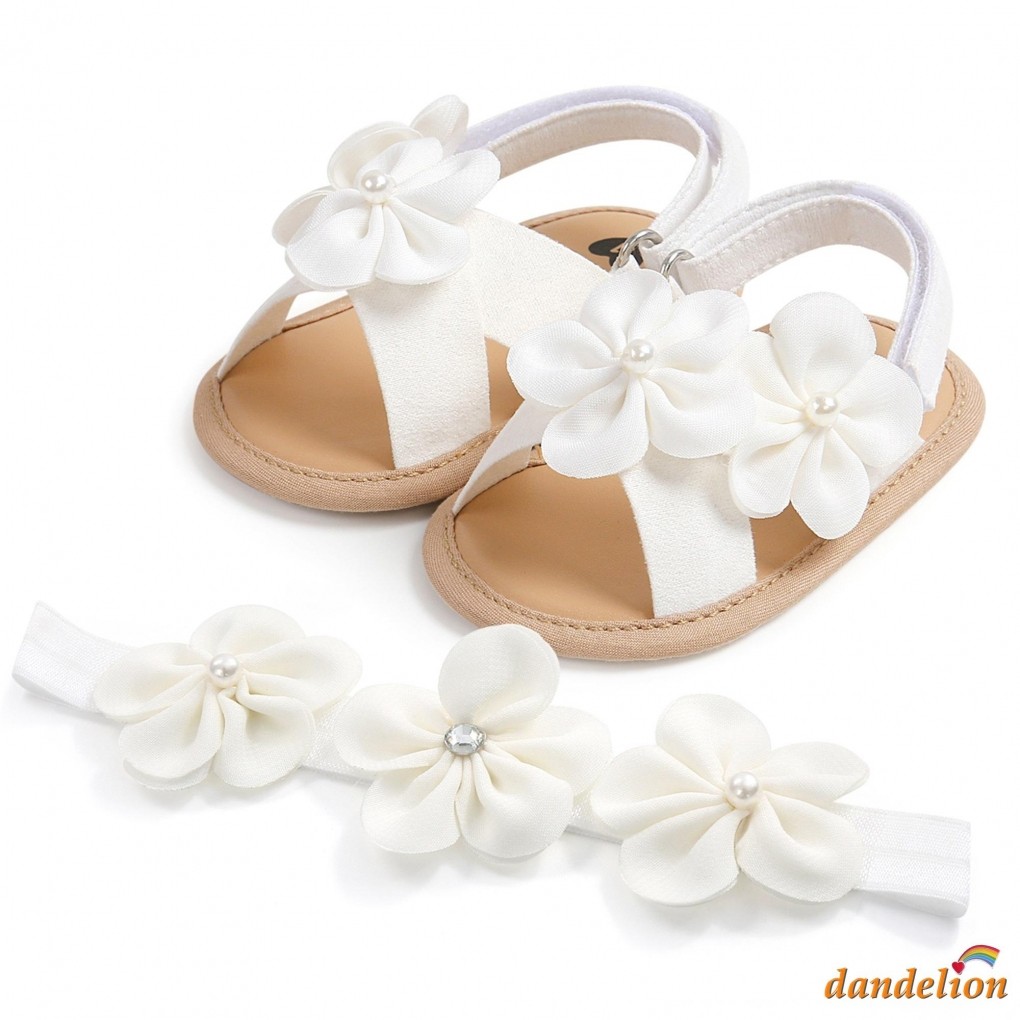 Sandálias De Verão Para Bebês Meninas , Lindas Flores Grandes , Planas , Sola Antiderrapante , Sapatos Infantis Primeiro